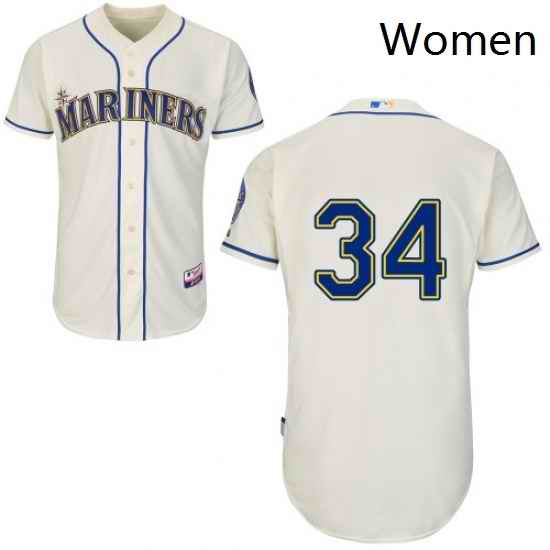 Womens Majestic Seattle Mariners 34 Felix Hernandez Replica Cream Alternate Cool Base MLB Jersey